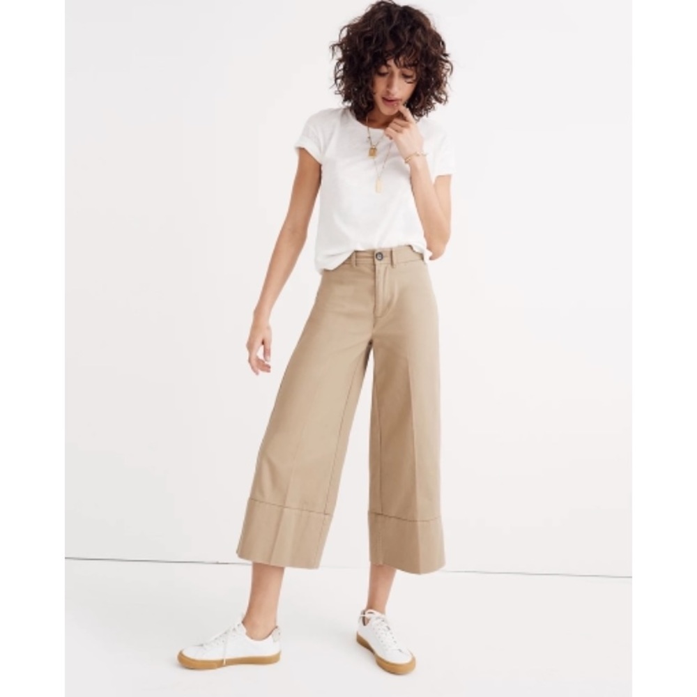MADEWELL Langford Wide-Leg Crop Pants - Light Latte - 27